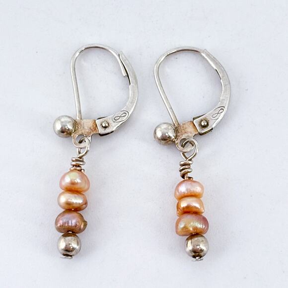 Vintage Sterling Silver 925 Pink Gradient Dangle Earrings - Picture 2 of 6